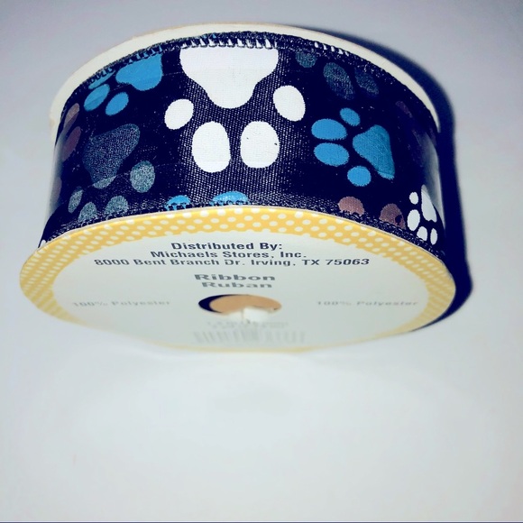 Paw Print 1.5” Wide Grosgrain Ribbon, NEW, 3 Yds - Picture 2 of 4
